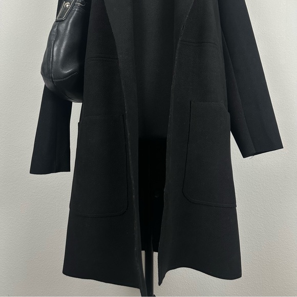 Rielle Open Front Jacket Women Medium Black Faux Suede Stretch Classy Minimalist - Picture 3 of 12